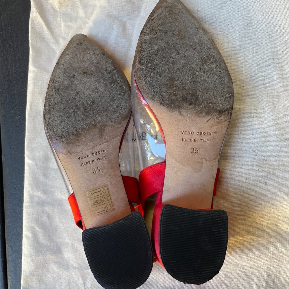 CREATURES OF COMFORT Gloria Red Clear Low Block Heels, Size 36 - Picture 15 of 16